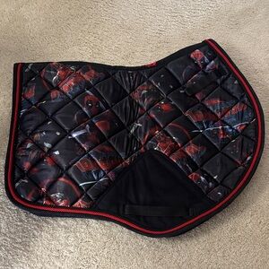 Deadpool Pattern Black & Red Quilted Saddle Pad